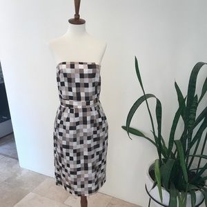 Banana Republic Brown Checkered Strapless dress